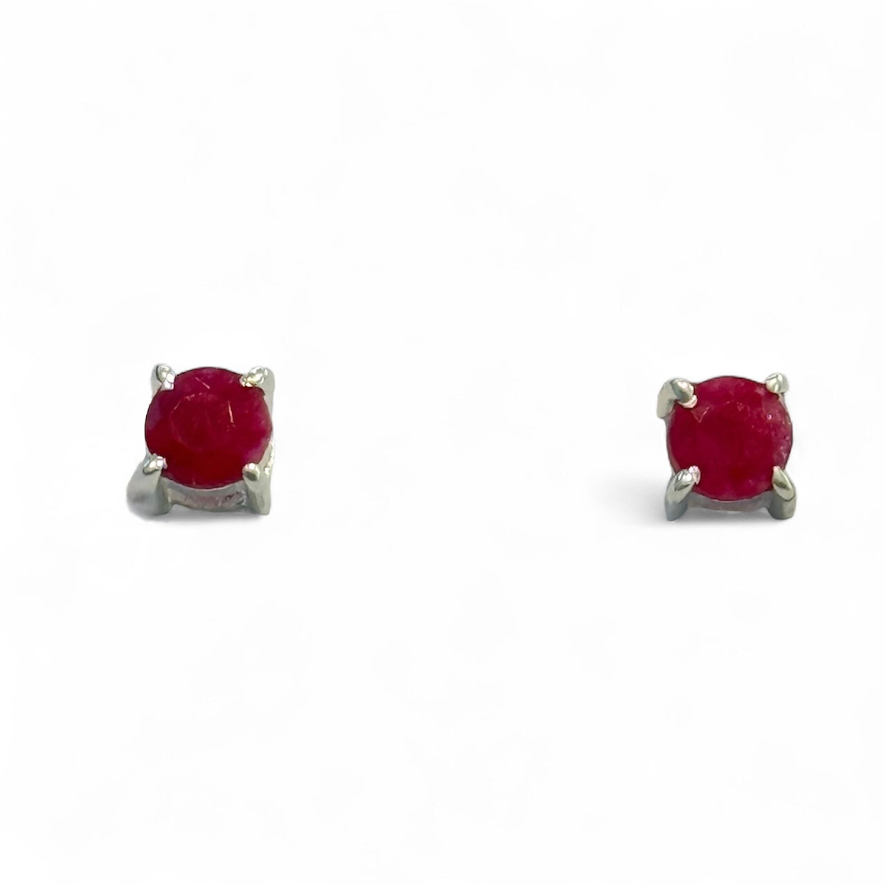 Sterling Silver Ruby Stud Earrings