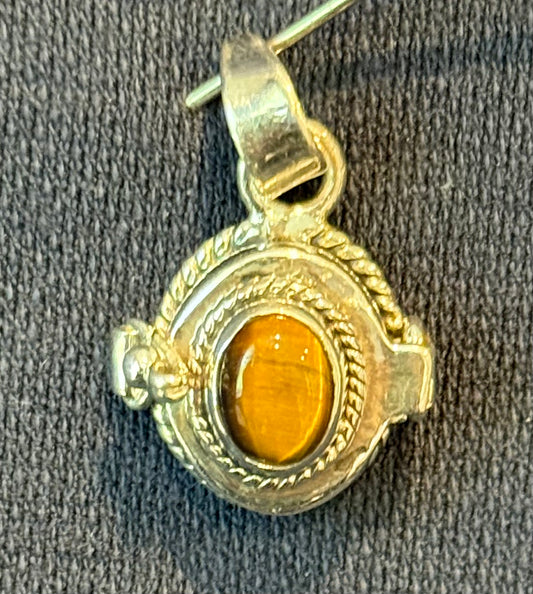 Sterling Silver Tiger's Eye Poison Pendant