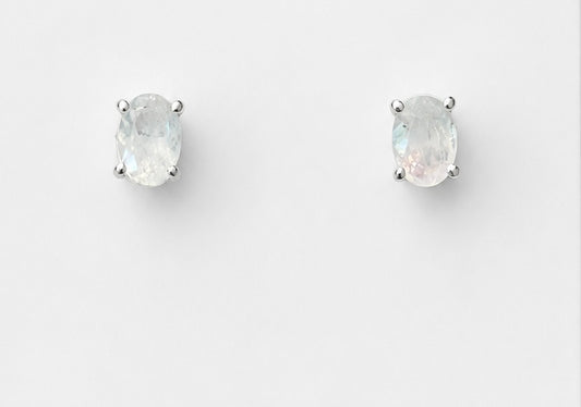 Sterling Silver Moonstone Stud Earrings