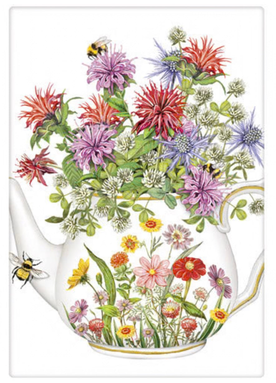 Flour Sack Kitchen Dish Towel Flower Teapot Mary Lake - Thompson
