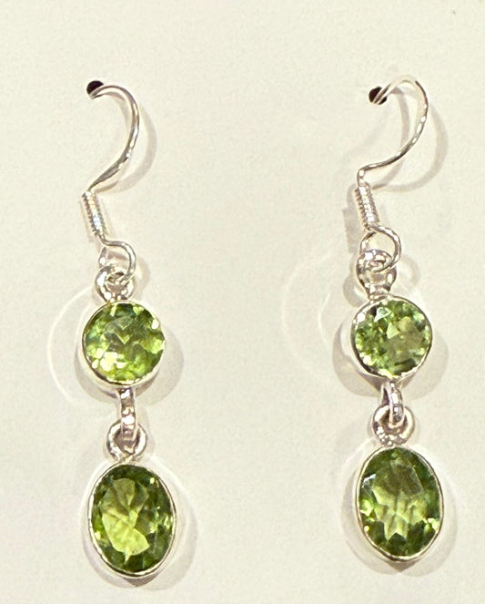 Sterling Silver Peridot Dangle Earrings