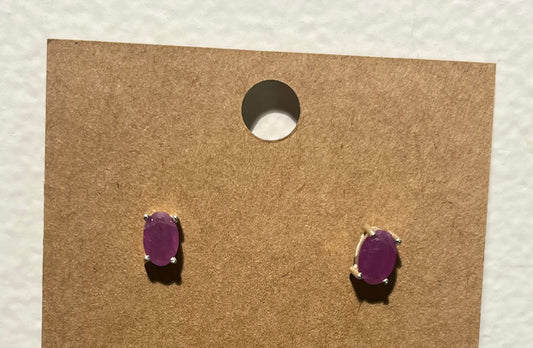Sterling Silver Ruby Stud Earrings