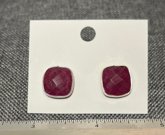 Sterling Silver Ruby Stud Earrings