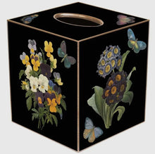 Load image into Gallery viewer, Marye-Kelley Black Pansies And Primrose Tissue Box Cover