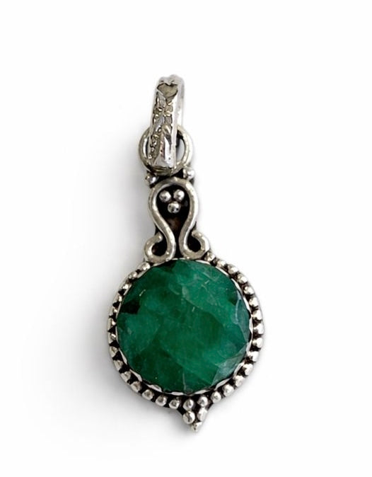 Sterling Silver Emerald Pendant
