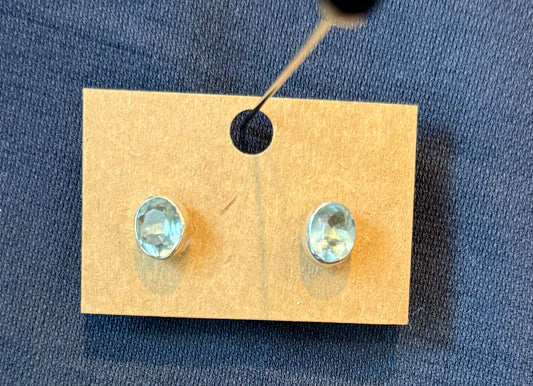 Sterling Silver Blue Topaz Stud Earrings