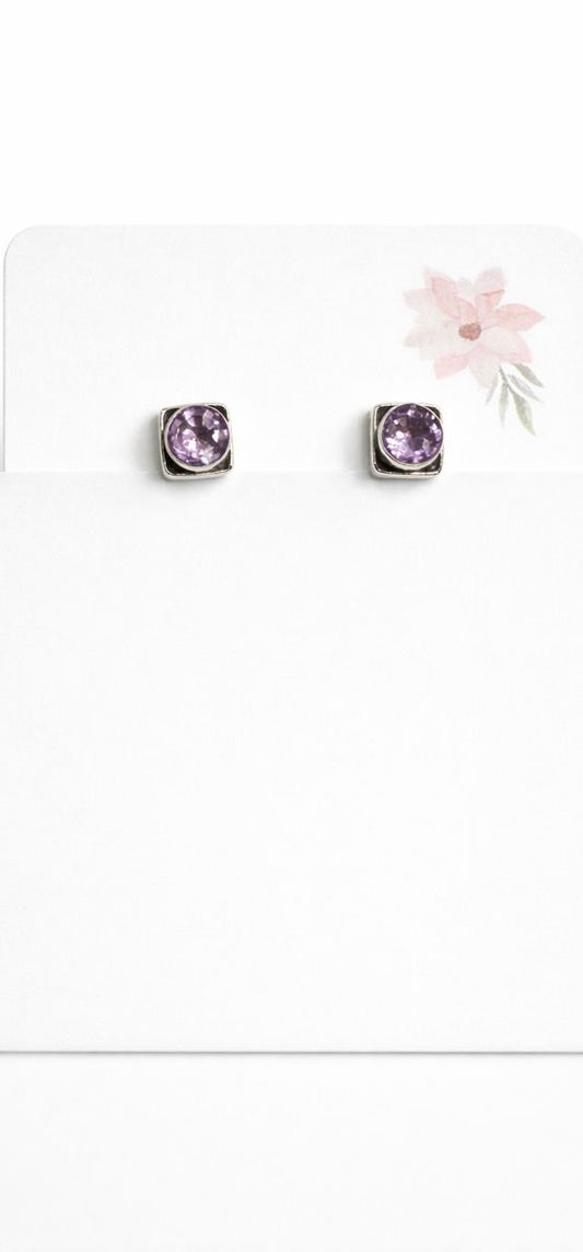 Sterling Silver Amethyst Stud Earrings