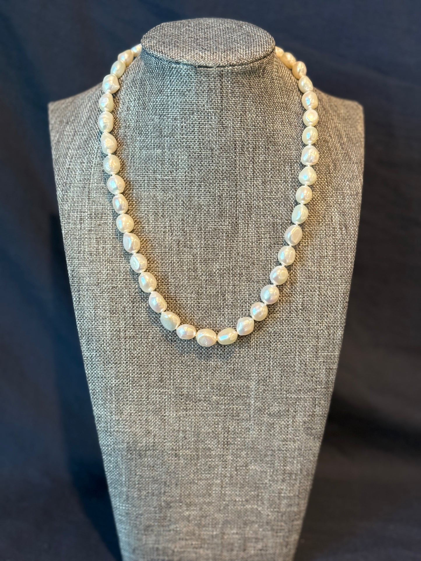 Baroque Pearl Necklace With Sterling Silver Clasp