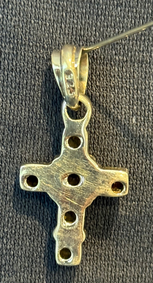 Garnet Amethyst And Citrine Sterling Silver Cross Pendant