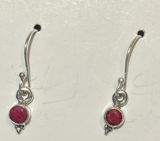 Sterling Silver Ruby Dangle Earrings