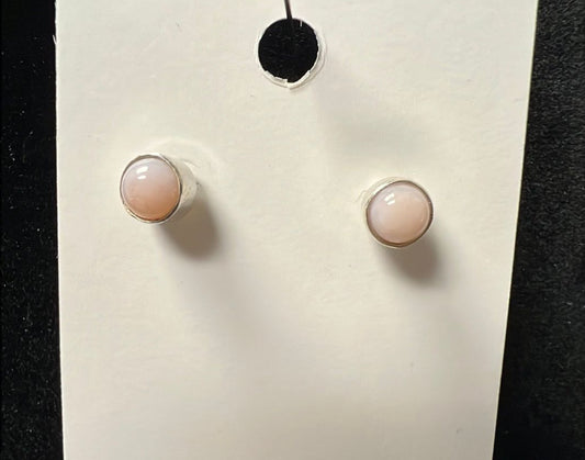 Sterling Silver Pink Opal Stud Earrings
