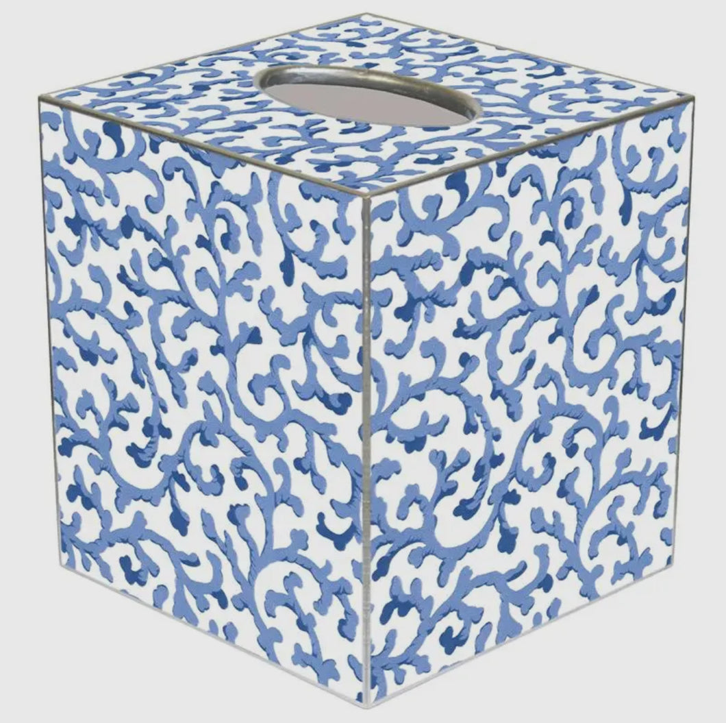 Marye-Kelley Blue Waverly Scroll Tissue Box Cover