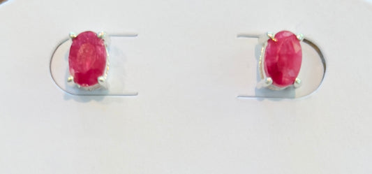 Sterling Silver Ruby Stud Earrings