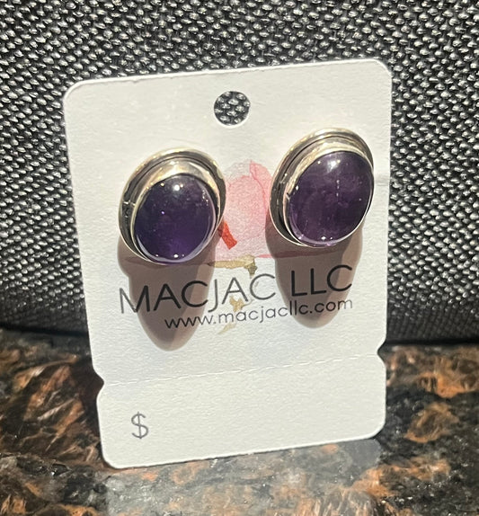 Sterling Silver Amethyst Stud Earrings
