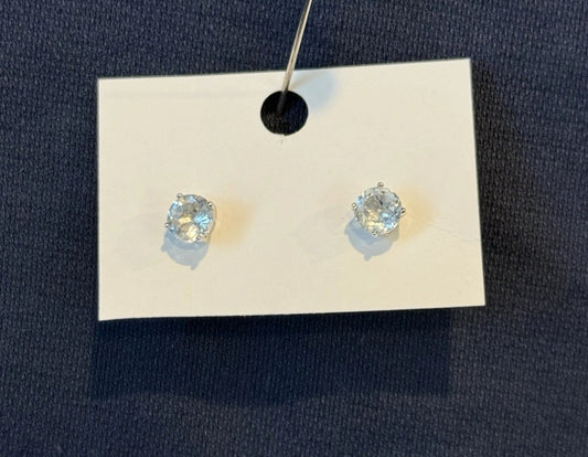 Sterling Silver White Topaz Stud Earrings