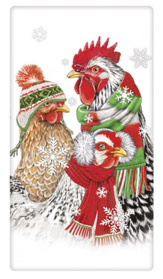 Flour Sack Kitchen Dish Towel Winter Chicken Heads Mary Lake - Thompson