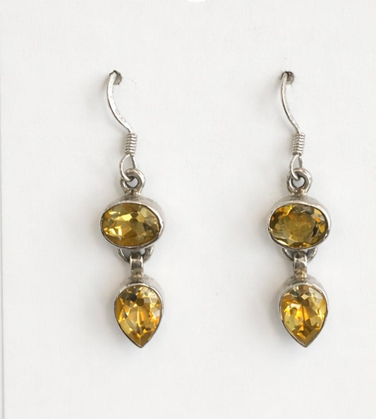 Sterling Silver Citrine Dangle Earrings