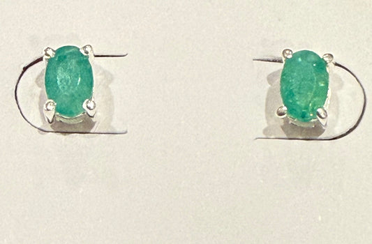 Sterling Silver Emerald Stud Earrings