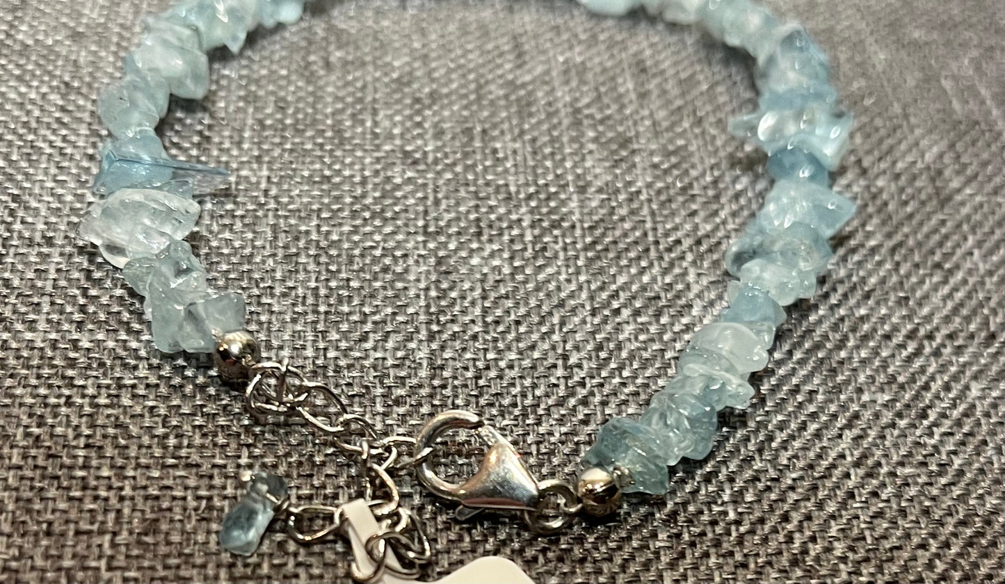 Aquamarine Sterling Silver Bracelet With Adjustable