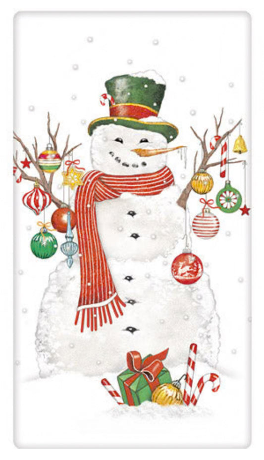Flour Sack Kitchen Dish Towel Ornament Snowman Mary Lake - Thompson