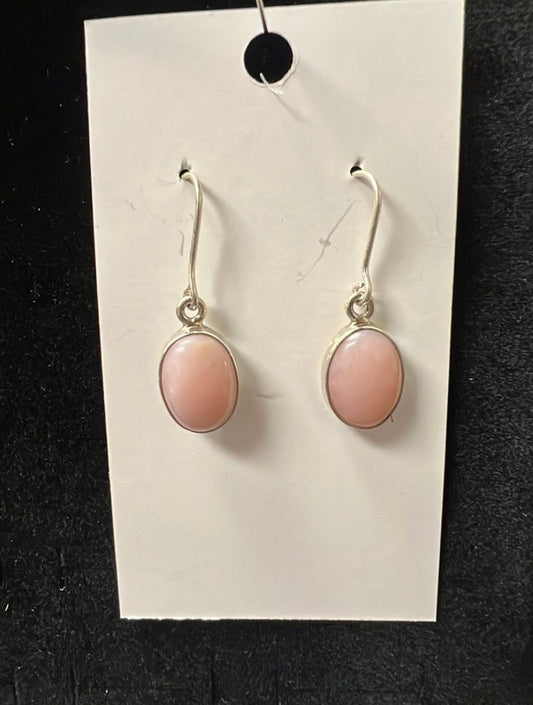 Pink Opal Sterling Silver Dangle Earrings