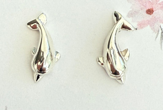 Sterling Silver Dolphin Stud Earrings