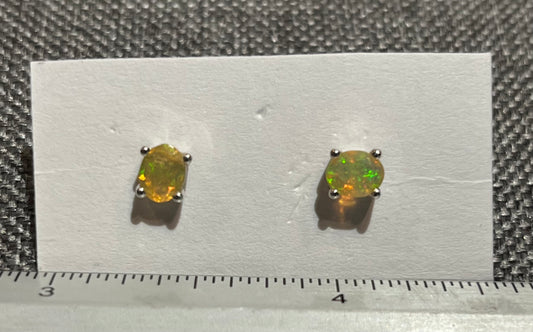 Sterling Silver Natural Ethiopian Opal Stud Earrings