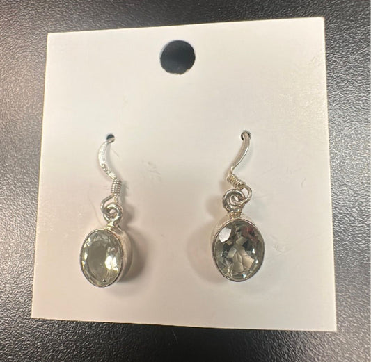 Sterling Silver Green Amethyst Dangle Earrings