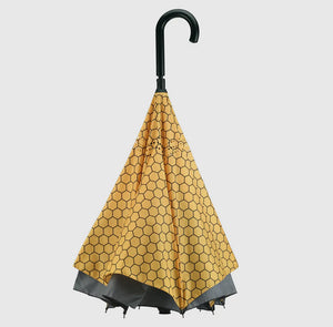 Galleria Bees Black Stick Umbrella Reverse Close