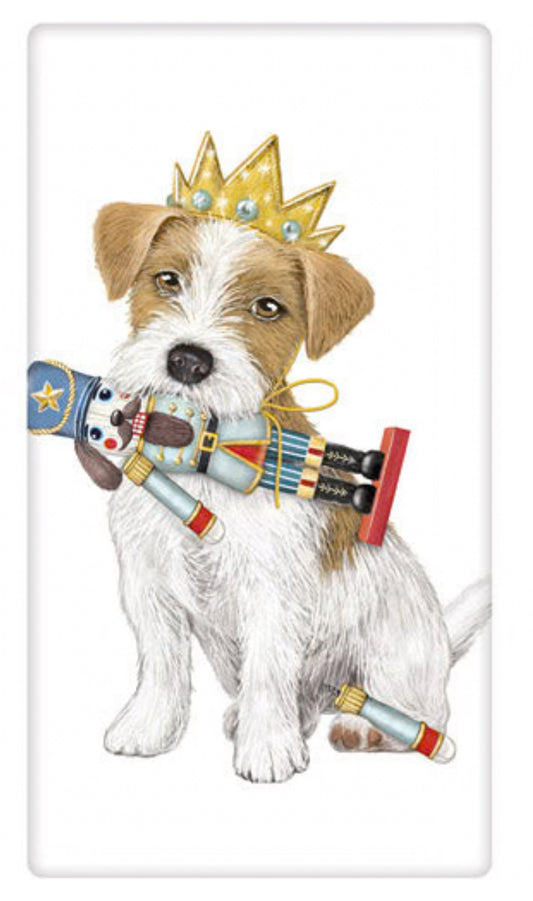 Flour Sack Kitchen Dish Towel Nutcracker Terrier Mary Lake - Thompson