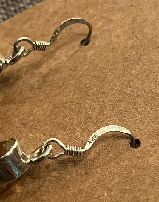 Sterling Silver Triple Reticulated Citrine Dangle Earrings