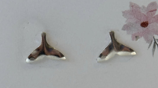 Sterling Silver Whale Tail Stud Earrings
