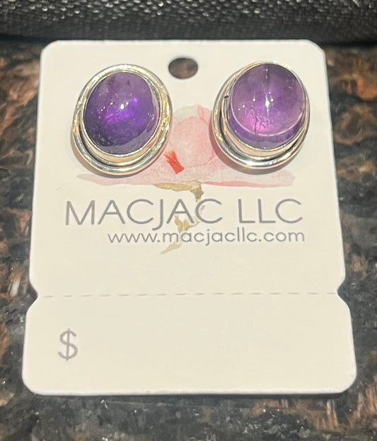Sterling Silver Amethyst Stud Earrings