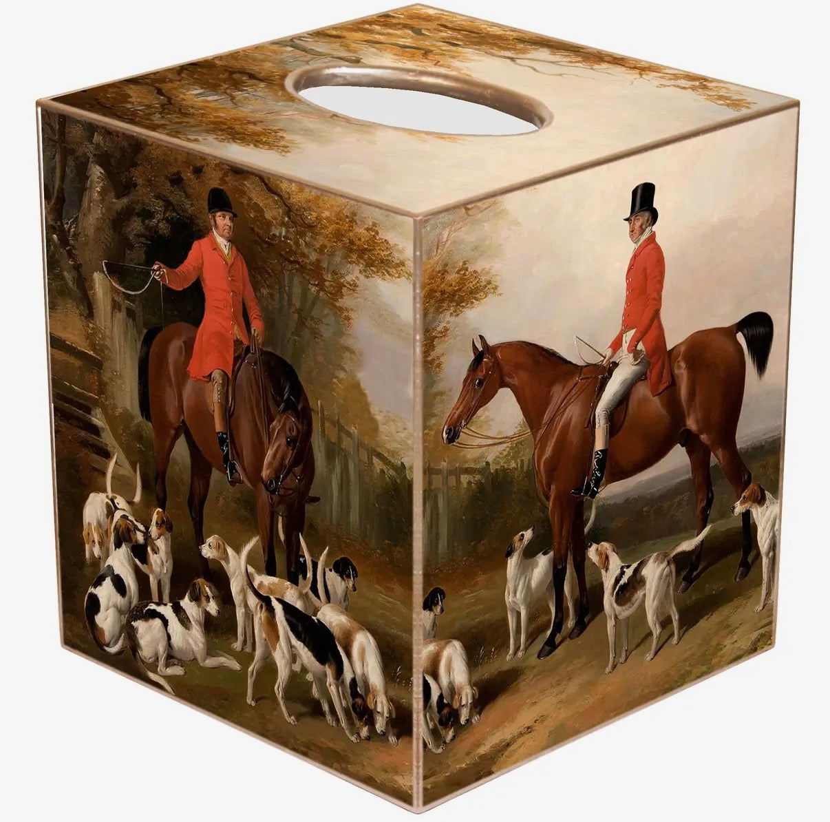 Marye-Kelley The Meeting Fox Hunt Tissue Box Cover