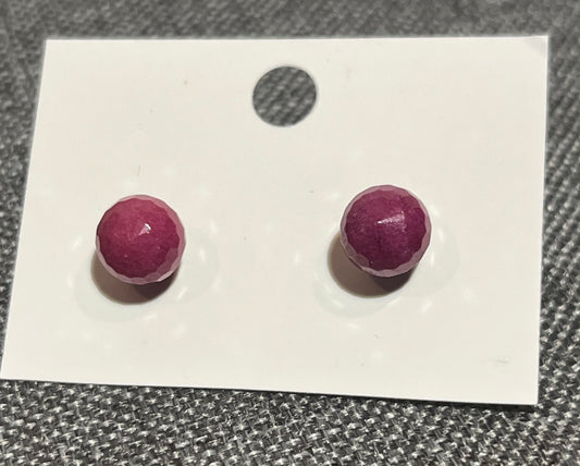 Sterling Silver Ruby Stud Earrings