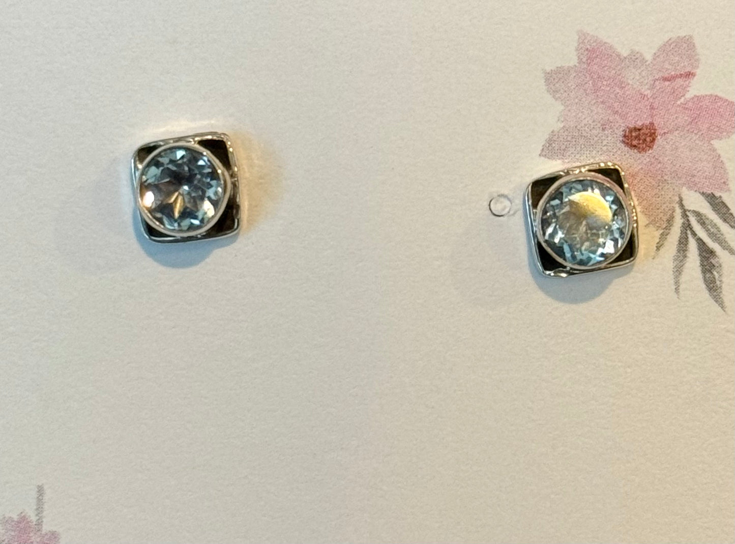 Sterling Silver Blue Topaz Stud Earrings