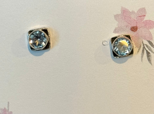 Sterling Silver Blue Topaz Stud Earrings