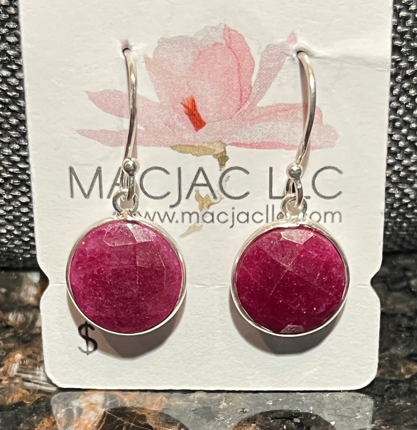 Sterling Silver Ruby Dangle Earrings