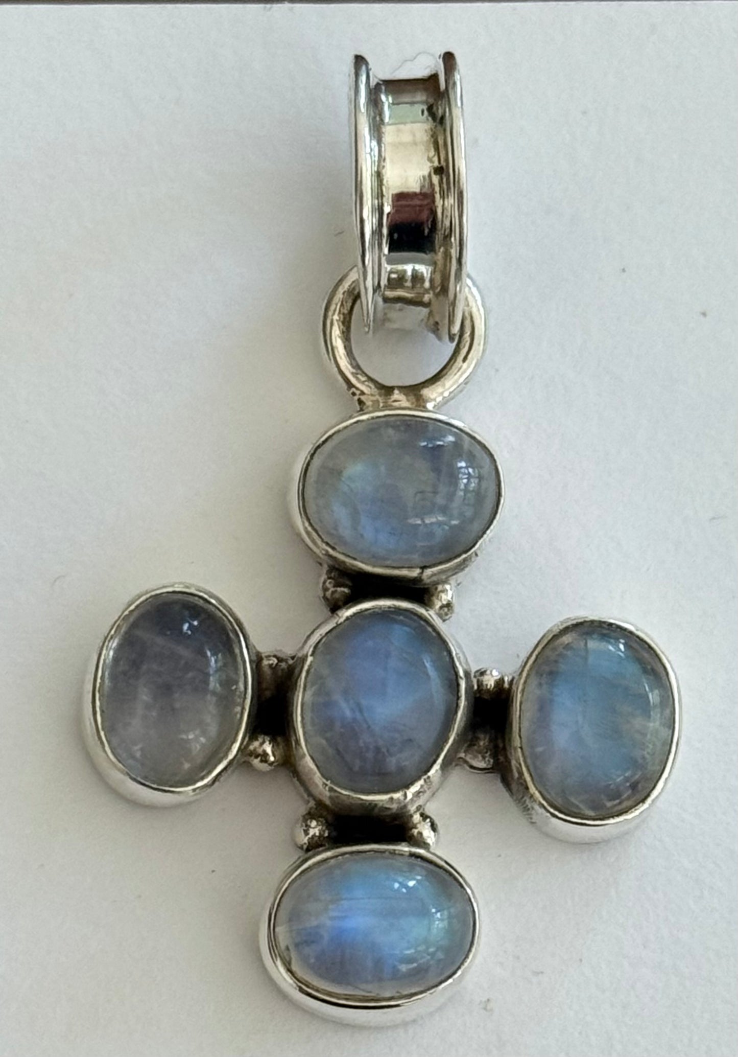 Sterling Silver Moonstone Cross Pendant