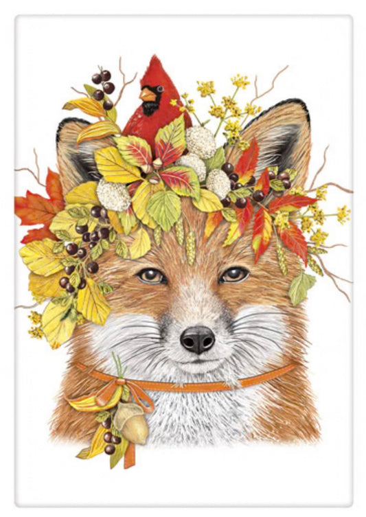 Flour Sack Kitchen Dish Towel Fall Leaves Fox Mary Lake - Thompson
