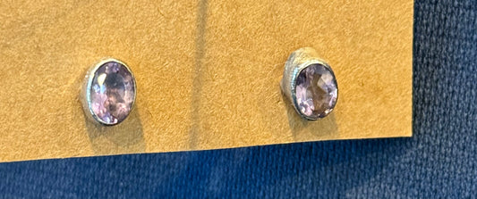 Sterling Silver Amethyst Stud Earrings