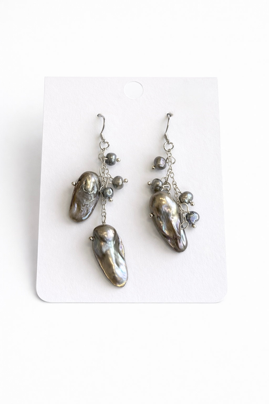 Sterling Silver Abalone Pearl Dangle Earrings