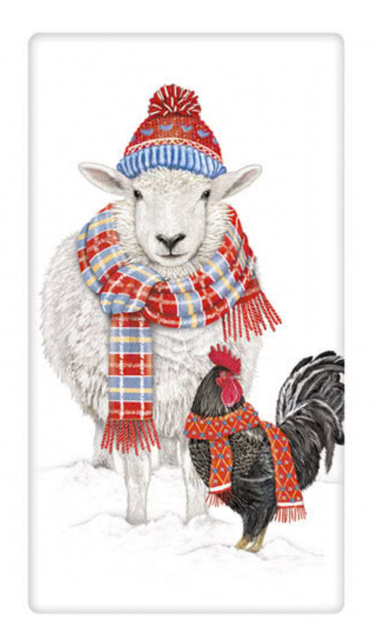 Flour Sack Kitchen Dish Towel Winter Scarf Sheep Mary Lake - Thompson