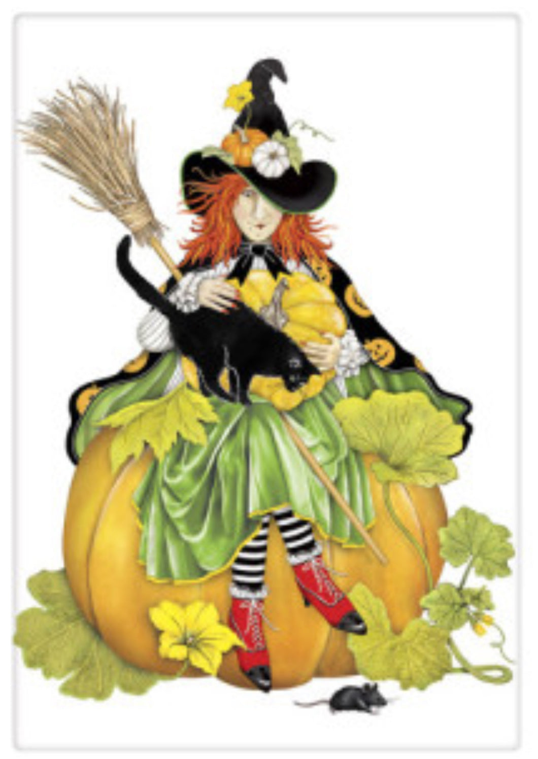 Flour Sack Kitchen Dish Towel Pumpkin Garden Witch Mary Lake - Thompson