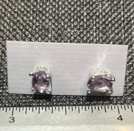 Sterling Silver Amethyst Stud Earrings