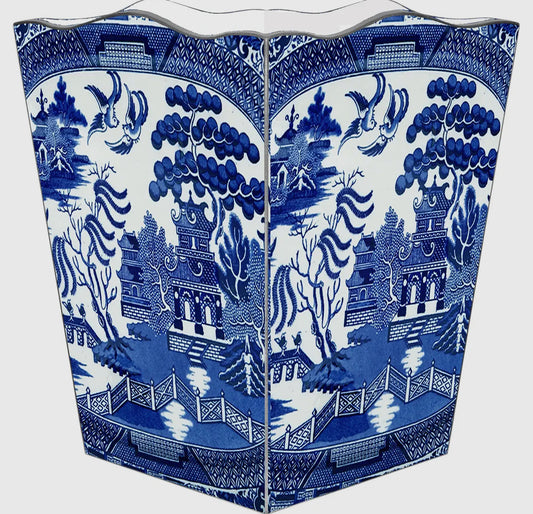 Marye-Kelley Blue Willow Wastepaper Basket