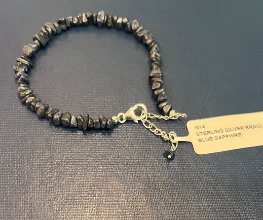 Sterling Silver Bracelet With Natural Sapphire Adjustable New