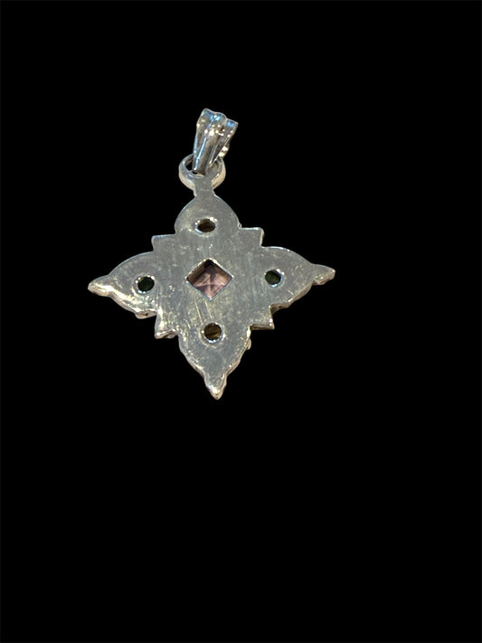 Sterling Silver Citrine, Peridot and Amethyst Cross Pendant