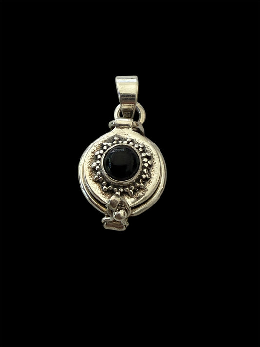 Sterling Silver Black Onyx Poison Pendant