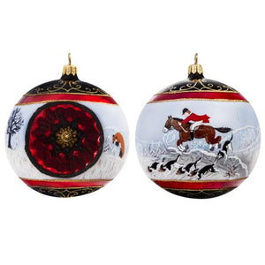 Wintery Fox Hunt Reflector Ball Ornament